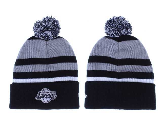 Lakers Team Logo Gray Black Pom Knit Hat LX,We sell and wholesale Lakers Team Logo Gray Black Pom Knit Hat LX on line form chian!